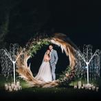 Backdrop frame cirkel bruiloft - Goud 200 cm & 2 x LED, Diversen, Nieuw, Verzenden