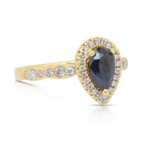 Ring - 14 karaat Geel goud - 1.18ct. tw. Zwart Diamant, Sieraden, Tassen en Uiterlijk, Ringen