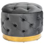 TRUUSK Vintage Kruk met Opbergruimte - Gestoffeerd - Antraci, Huis en Inrichting, Krukjes, Verzenden, Nieuw