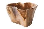 Unieke schaal FLOWERS 45cm naturel teakhout gemaakt van, Ophalen of Verzenden, Nieuw