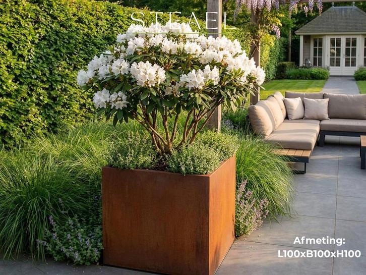 Cortenstaal plantenbak - bloembak vierkant - 100 x 100 x 100, Tuin en Terras, Bloembakken en Plantenbakken, 60 cm of meer, 100 cm of meer