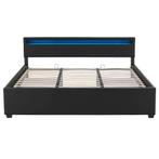 Gestoffeerd bed Lyon - 180 x 200 cm - Zwart - LED Verlichtin, Verzenden, Nieuw