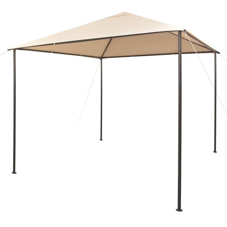 vidaXL Prieel 3x3 m staal beige, Tuin en Terras, Partytenten, Nieuw, Verzenden
