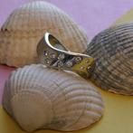 Witgouden brede ring met diamant | 0,20 ct. (witgouden ring), Gebruikt, Overige kleuren, 19 tot 20, Ophalen of Verzenden