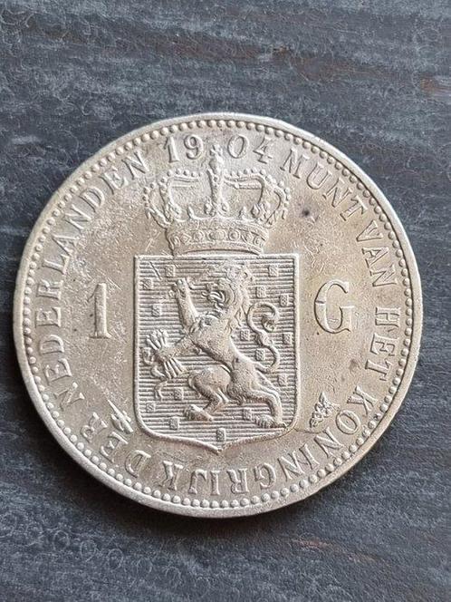 Nederland. Wilhelmina. 1 Gulden 1904 en 1909 (Zonder, Postzegels en Munten, Munten | Nederland