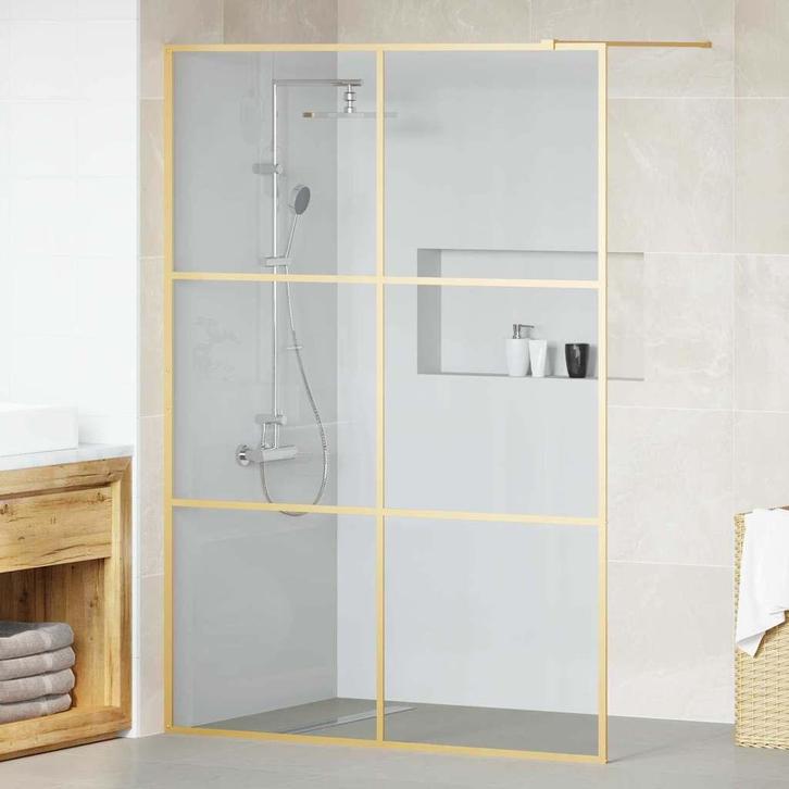 vidaXL Inloop Douche Wand Goud 140 x 195 cm gehard glas, Doe-het-zelf en Verbouw, Sanitair, Nieuw, Verzenden