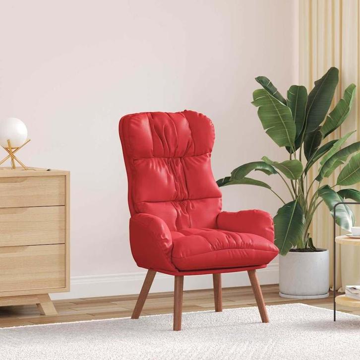 Comfortabele Rood Kunstleer Stoel | Gebruikt | 40% Korting, Huis en Inrichting, Fauteuils, 50 tot 75 cm, Minder dan 75 cm, Nieuw