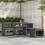 vidaXL 4-delige Tuinset met kussens poly rattan grijs, 4 zitplaatsen, Nieuw, Tuinset, Verzenden