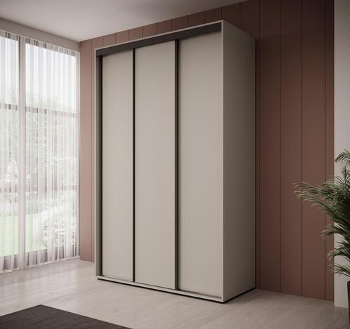 Meubella Kledingkast Delos 1 beige zwart 150 cm, Huis en Inrichting, Kasten | Vitrinekasten, 50 tot 75 cm, Nieuw, 200 cm of meer