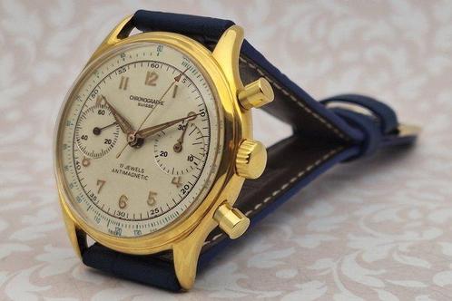 Chronographe Suisse - Cal. Landeron 48 - JUMBO - Zonder, Sieraden, Tassen en Uiterlijk, Horloges | Heren