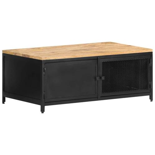 vidaXL Salontafel 90x50x37 cm massief ruw mangohout, Huis en Inrichting, Tafels | Salontafels, 50 tot 100 cm, Nieuw, Overige houtsoorten