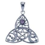 Zilveren Pentagram in triquita met amethyst ketting hanger, Sieraden, Tassen en Uiterlijk, Kettinghangers, Verzenden, Nieuw
