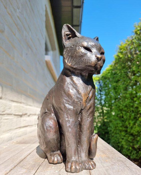 sculptuur, zittende kat - 27 cm - Brons, Antiek en Kunst, Kunst | Designobjecten