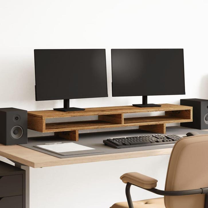 vidaXL Monitorstandaard 100x27x15 cm bewerkt hout oud, Computers en Software, Overige Computers en Software, Nieuw, Verzenden