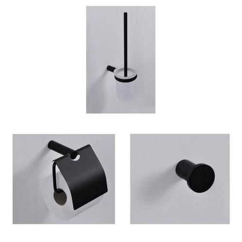 Toilet Accessoires Set Wiesbaden Mat Zwart, Doe-het-zelf en Verbouw, Sanitair, Bad, Nieuw, Ophalen of Verzenden