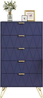 Commode - Dressoir - Ladekast - 60x34x110 cm - Donkerblauw -, Verzenden, Zo goed als nieuw