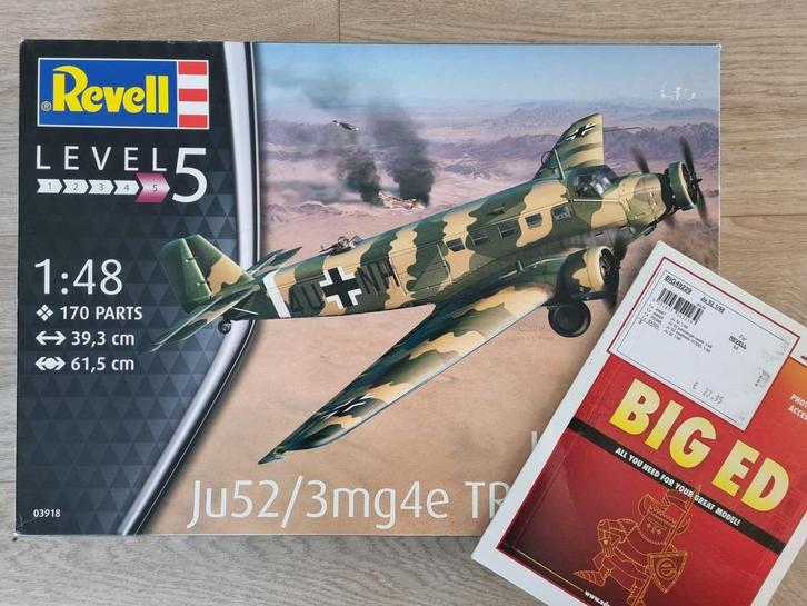Revell 03918 Junkers Ju 52/3mg4e Transport 1:48 + BIGED, Hobby en Vrije tijd, Modelbouw | Vliegtuigen en Helikopters, Revell, Verzenden