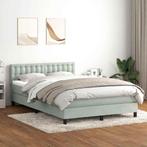 vidaXL Boxspring met matras fluweel lichtgrijs 140x220 cm, Verzenden, Nieuw, Grijs, Stof