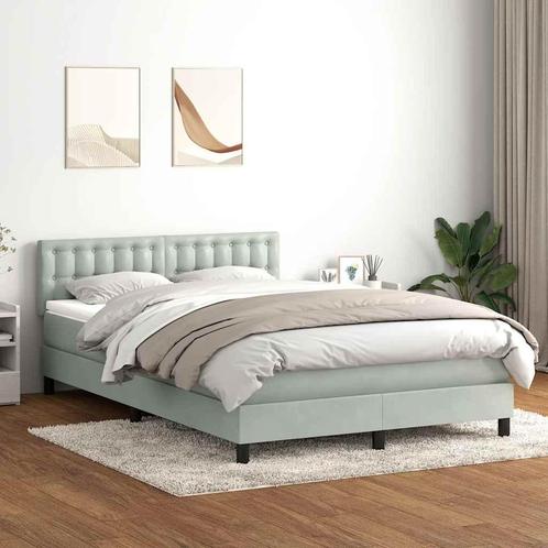 vidaXL Boxspring met matras fluweel lichtgrijs 140x220 cm, Huis en Inrichting, Slaapkamer | Bedden, Grijs, Nieuw, Stof, Verzenden