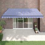 vidaXL Luifel automatisch uitschuifbaar 4x3 m blauw en wit, Verzenden, Nieuw