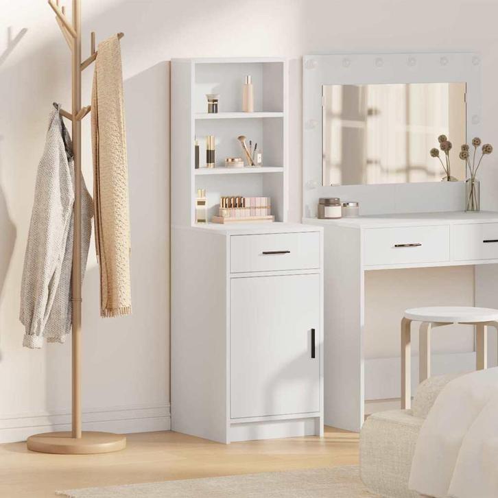 vidaXL Highboard met lade Wit 40 x 40,5 x 135 cm Bewerkt, Huis en Inrichting, Kasten | Buffetkasten, Nieuw, Minder dan 50 cm, Overige houtsoorten