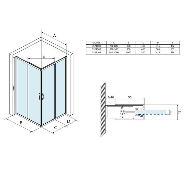 Aanbieding: Douchecabine Gelco Sigma Simply Black Vierkant, Doe-het-zelf en Verbouw, Sanitair, Ophalen of Verzenden