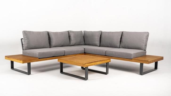 Hoek Loungeset - Malta - Aluminium - Teak - Datho Outdoor, Tuin en Terras, Tuinsets en Loungesets, Verzenden