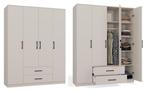 Kledingkast paris  creme 160x52x200 (Kledingkasten), Huis en Inrichting, Verzenden, Nieuw, Overige houtsoorten, Met lade(s)