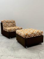 Lounge stoel - Hout, Vilt, stof - Twee fauteuils en een