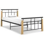 vidaXL Bedframe metaal en massief eikenhout 100x200 cm, Huis en Inrichting, Slaapkamer | Bedden, 100 cm, Eenpersoons, Verzenden