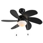 Plafondventilator zwart met hout print 80cm met, Verzenden, Nieuw, Modern