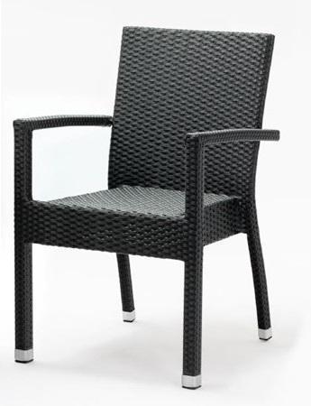 Kunststof rotan terrasstoel met armleuning zwart (per 4), Zakelijke goederen, Horeca | Meubilair en Inrichting, Nieuw zonder verpakking