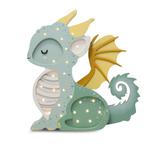 Groene houten draak kinderlamp – handgemaakte nachtlamp, Ophalen of Verzenden, Nieuw