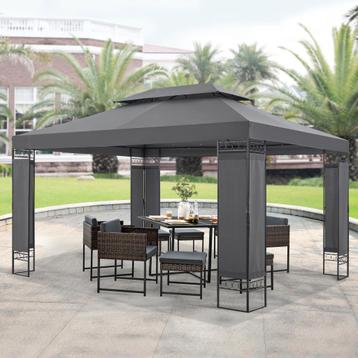[en.casa] Paviljoen Lanciano partytent 4x3x2,65 m donkergrij beschikbaar voor biedingen