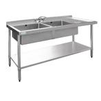 Spoeltafel RVS | 2 Bakken Links |150x60x90 cm Vogue, Verzenden, Nieuw in verpakking