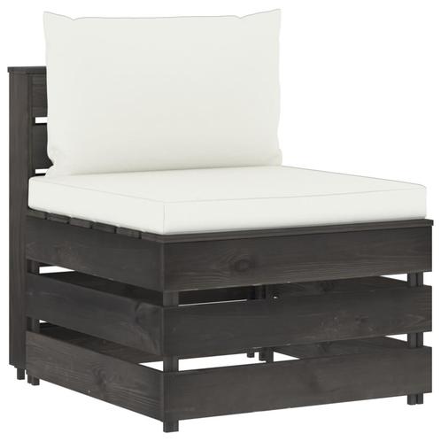 vidaXL Middenbank sectioneel met kussens grijs geïmpregneerd, Tuin en Terras, Tuinsets en Loungesets, Nieuw, Hout, Verzenden