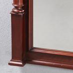 Reusachtige schouwspiegel of passpiegel in noten met zuilen, Antiek en Kunst, Antiek | Spiegels, Ophalen of Verzenden