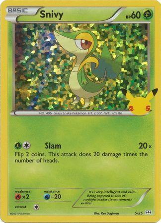 Snivy 05/25 Promo Holo 25TH ANNIVERSARY MC DONALDS, Hobby en Vrije tijd, Verzamelkaartspellen | Pokémon, Losse kaart, Nieuw, Foil