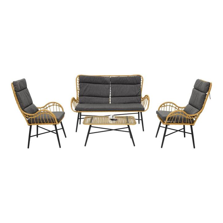 Stoel-Bank Loungeset - Milou - Wicker - Grijs - The Outsider, Tuin en Terras, Tuinbanken, Verzenden