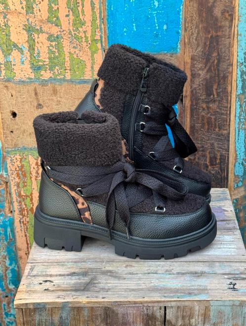 Teddy gevoerde Boots met Leopard, Kleding | Dames, Schoenen, Instappers, Zwart, Nieuw, Ophalen of Verzenden
