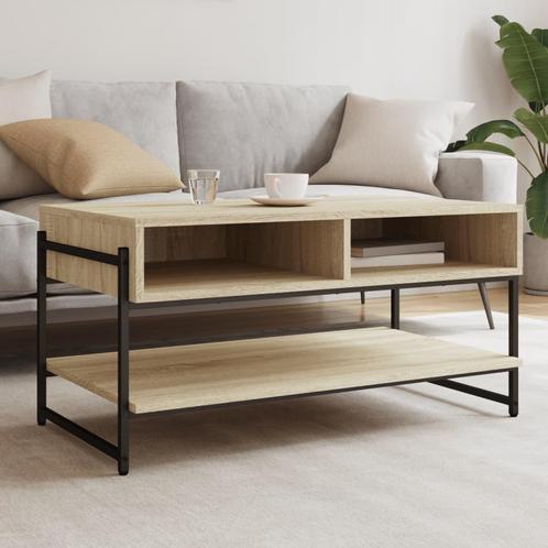 vidaXL Salontafel 90x50x45 cm bewerkt hout sonoma, Huis en Inrichting, Tafels | Salontafels, 50 tot 100 cm, Nieuw, Overige houtsoorten