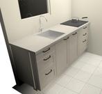 NIEUWE landelijke keuken in Scandinavische stijl., Ophalen, Nieuw, Crème, Dubbelwandige keuken