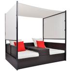 vidaXL Tuinbed met luifel 190x130 cm poly rattan bruin, Verzenden, Nieuw