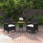 vidaXL 3-delige Tuinset poly rattan zwart, Verzenden, Nieuw, Rotan, Tuinset