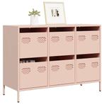 vidaXL Dressoir 101,5x39x73,5 cm koudgewalst staal roze, Verzenden, Nieuw, Metaal