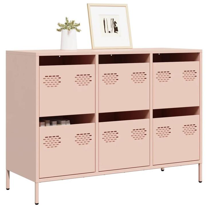 vidaXL Dressoir 101,5x39x73,5 cm koudgewalst staal roze, Huis en Inrichting, Kasten | Dressoirs, Nieuw, Metaal, Verzenden