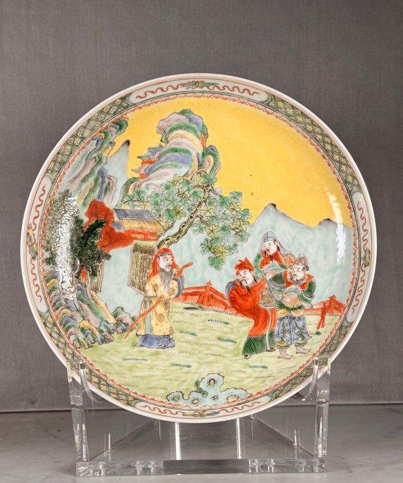 Bord - Porselein - Geel achtergrondbord, Antiek en Kunst, Antiek | Overige Antiek