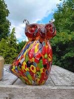 sculptuur, kleurijke uil in murano stijl - 29 cm - massief