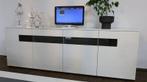Dressoir Shine wit hoogglans met rookglas, Huis en Inrichting, Kasten | Dressoirs, Ophalen of Verzenden, Nieuw, Glas