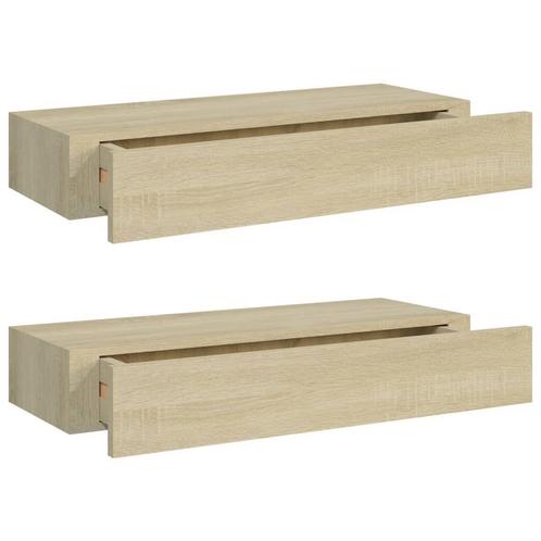 Eiken Wandschappen 2 st. - viaXL | retourdeal | Kleine Be..., Huis en Inrichting, Woonaccessoires | Wandplanken en Boekenplanken